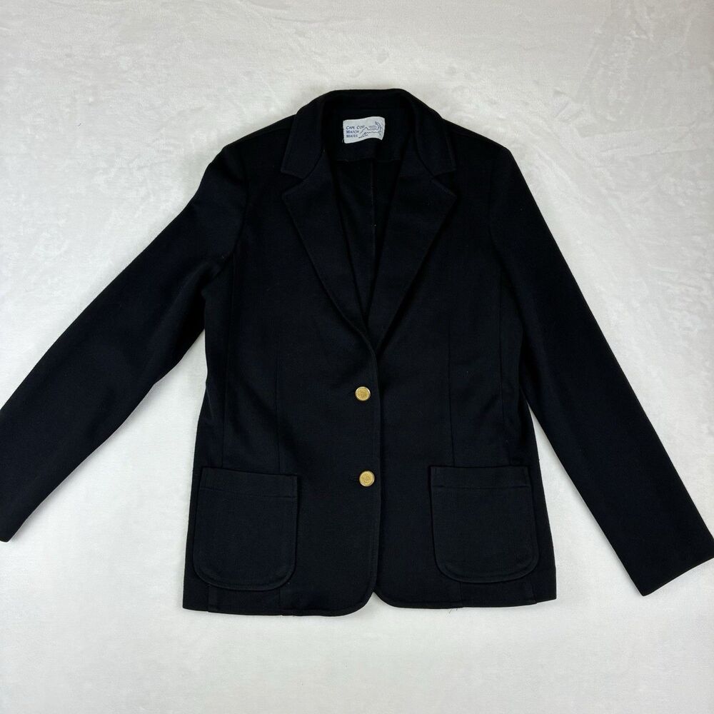 VTG Cape Cod Match Mates Blazer Women’s Size 10 Black Made in USA Gold Buttons